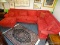 FREESTYLE COLLECTION 3-PIECE RED BLENDED COTTON FELT SECTIONAL.. GENTLY USED, SOME AREAS ARE WORN