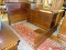 MAHOGANY QUEEN SIZE SLEIGH BED WITH WOOD RAILS.