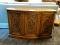 MID CENTURY MODERN 2 DOOR CONSOLE TABLE. ROSE CARVED DOORS. MEASURES 41.5