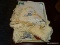 (R3) TRAY LOT OF LACED DOILIES, VARIOUS DIFFERENT SIZES & PATTERNS. VINTAGE & NEWER ONES.