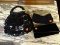 3 LADIES HANDBAGS TO INCLUDE HANDLED PURSE WITH TASSELS, A CLUTCH WITH RHINESTONES, AND A GOLD TONED