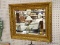 GOLD GILD SHADOWBOXED BEVELED MIRROR AND VERY ORNATE FRAME. MEASURES 27.5 X 23.5