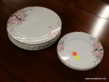 (R2) 8 PIECES OF ANTIQUE NORITAKE HAND PAINTED AZALEA PINK GREEN FLORAL CHINA. INCLUDES (5) DINNER