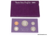 1985-S UNITED STATES PROOF SET. COINS ARE IN A HARD PLASTIC PROTECTIVE CASE, COMES IN BURGUNDY