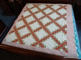 (R3) 1860'S HAND MADE QUILT, IRISH CHAIR PATTERN. MEASURES APPROX. 78