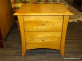 MODERN DUTCH STYLE BLONDE 2 DRAWER NIGHTSTAND WITH BEVELED TOP. MEASURES 24