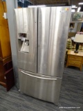 (R4) SAMSUNG 27 CU. FT. FRENCH DOOR STAINLESS STEEL REFRIGERATOR WITH ICE MAKER. MODEL #RFG297.