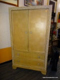 WHITE WASH 2 DOOR TV CABINET/ARMOUIR WITH 2 DRAWERS. MEASURES 46 X 22 X 78.5