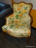 1 OF A PAIR: FRENCH PROVENTIAL UPHOLSTERED SIDE CHAIR