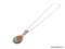 SIGNED, 316L STAINLESS STEEL MILLEFIORI TEAR DROP PENDANT NECKLACE. FEATURES COLORFUL ORANGE,