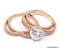 BREATHTAKING 24K ROSE GOLD OVER STERLING SILVER WEDDING SET. THIS VERY UNIQUE SET IS COMPRISED OF