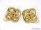 VINTAGE, DESIGNER SIGNED LES BERNARD 1980'S GOLD TONE CELTIC KNOT CLIP-ON EARRINGS. THROUGHOUT 1936