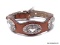 VINTAGE 1994 RETIRED BRIGHTON BROWN LEATHER THREE HEART BRACELET. RESEMBLING ONE OF THEIR ICONIC,