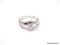 STUNNING SPLIT SHANK SWIRL RHODIUM PLATED STERLING SILVER ENGAGEMENT RING. THIS RING IS MARKED, 