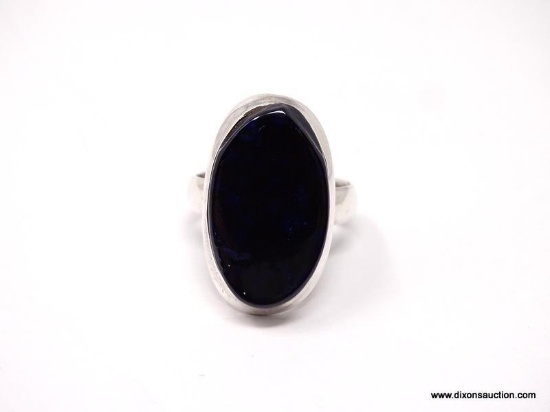 NATIVE AMERICAN STERLING SILVER VINTAGE RING, SET WITH A RARE CUSTOM CUT AZURITE GEMSTONE. THIS