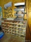 LOT OF ASSORTED ITEMS; INCLUDES BROWN METAL ORGANIZER WITH NUTS, BOTS, SCREWS, AUTOMOTIVE HOSE