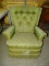 LAY-Z-BOY CHAIR COMPANY GREEN BUTTONBACK MANUAL RECLINER.