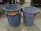 (2) PLASTIC DRUM GARBAGE CANS.