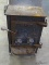 FISHER SINGLE DOOR CAST IRON WOOD FIRE STOVE. MEASURES APPROX. 17.5