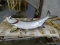 LARGE FAUX TROPHY FISH. LOOKS LIKE A LARGEMOUTH BASS.MOUNTED TO A BOARD. 80