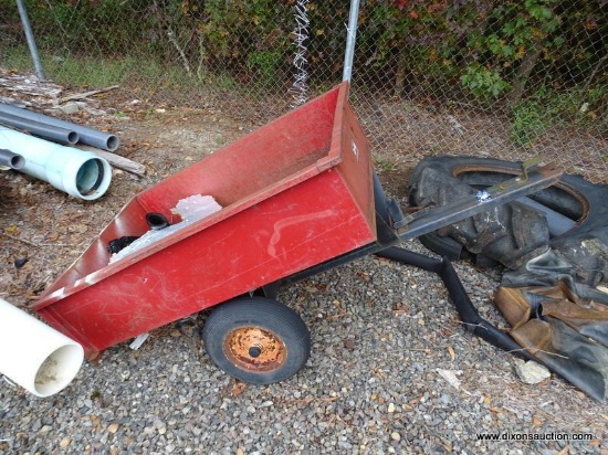 AGRI-FAB RED METAL UTILITY CART/PULL BEHIND TRAILER. MODEL #190-653A. MEASURES 48" X 29" X 12".