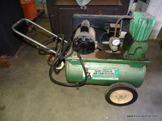SEARS 100 PSI TWIN CYLINDER PAINT SPRAYER AIR COMPRESSOR. 12 GALLONS. 1HP MOTOR, MODEL # 106.154541.