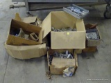 LOT OF ASSORTED ITEMS. INCLUDES: NUTS, BOLTS, METAL HARDWARE PIECES, ETC.