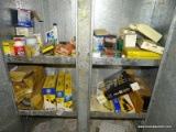 2 SHELVE LOT TO INCLUDE:FILTERS, BRAKE FLUID, POWER STEERING FLUID, WIRING PLUG, FUSES, ETC.