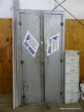 LARGE METAL 2 DOOR CABINET WITH 7 SHELVES. MEASURES 46