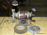 TASK FORCE 6 IN. BENCH GRINDER WITH WORK LIGHT. COMES WITH EXTRA WHEELS. MODEL #229626.