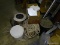LOT OF ASSORTED ITEMS ON FLOOR. INCLUDES: ROPE, 90 DEG FLAT ELL DUCTING, 2 LARGE CANS OF RESIN (SAYS