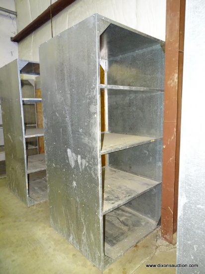 REEVES TITEKOTE GALVANIZED STEEL INDUSTRIAL SHELVING WITH 3 SHELVES. MEASURES 46.5" X 44" X 96"