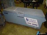 HEAVY DUTY METAL ROLLING JOB BOX. HAS RUST, DENTING, AND HEAVILY USED. MEASURES 60