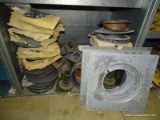 SHELF LOT OF DRAINAGE PIPE PARTS.