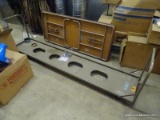 ROLLING METAL CART FOR FOLDING TABLES/CHAIRS. APPROX. 9FT LONG.