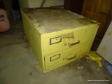 VINTAGE METAL CABINET WITH 2 DRAWERS. COMES WITH CONTENTS. MEASURES 21