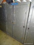 GALVANIZED STEEL INDUSTRIAL STORAGE CABINET. HAS 2 LOCKING DOORS THAT OPEN TO 3 INTERNAL SHELVES.