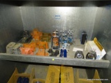 SHELF LOT TO INCLUDE: ASSORTED VIBRATION ISOLATOR SPRINGS, A BI-DIRECTIONAL BALL VALVE, ETC.