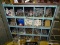 BLUE METAL MULTI-CUBBY ORGANIZER. MEASURES APPROX. 46