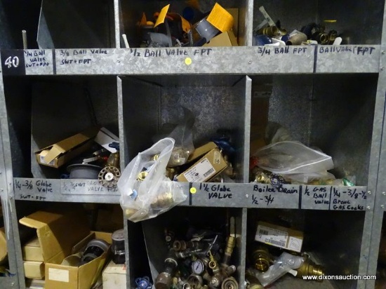CONTENTS OF 3 CUBBIES TO INCLUDE: 1/4"-3/8" GLOBE VALVES, 1/2" GLOBE VALVE, BOILER DRAINS, GAS