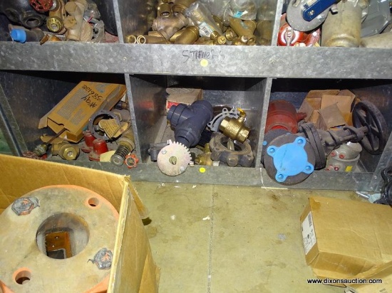 CONTENTS OF LOWER 3 CUBBIES INCLUDE ASSORTED PIPE VALVES.