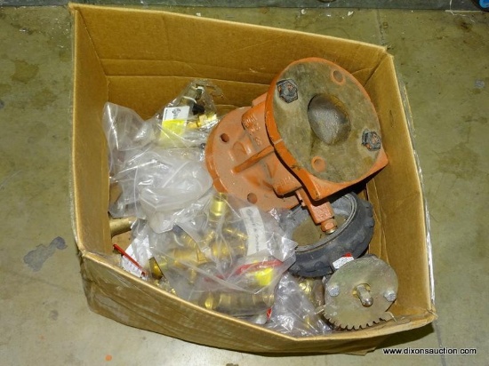 BOX LOT OF BELL & GOSSETT AC2Y VALVE KITS. ALSO INCLUDES PIPE PARTS.