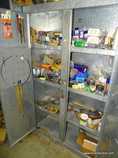 CONTENTS OF CABINET TO INCLUDE: BORING BITS, DRILL BITS, GRINDING DISKS/WHEELS, ASSORTED POWER