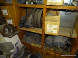 (2) SHELF LOT TO INCLUDE: ASSORTED MOTORS AND BELT WHEELS. UNSURE OF WORKING CONDITION.