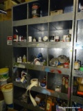 CONTENTS OF SHELVING UNIT TO INCLUDE: SPRAY PAINT, PRIMER, JOINT TAPE, BUTTERFLIES, EXTRA LARGE