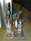 (2) BISSELL CLEANVIEW REWIND UPRIGHT VACUUM CLEANERS. ONE RED, ONE BLUE. LOT ALSO INCLUDES A DIRT