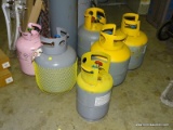 LOT INCLUDES (6) REFRIGERANT GAS BOTTLES. SOME APPEAR TO BE FULL.