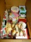 (KIT) BOX LOT; LOT INCLUDES- MISCELL. ITEMS SOME NEW IN BOXES- CRYSTAL LENOX ANGEL AND AN ORNAMENT,