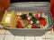 (KIT) CHRISTMAS TUB LOT; LOT INCLUDES CHRISTMAS DECORATIONS- ANGEL TREE TOPPER, CANDLES, LED