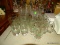 (FM) GLASS LOT; LOT OF CHRISTMAS GLASSES- 14 PAINTED STEMS, 8 TEA GLASSES AND 4 MUGS